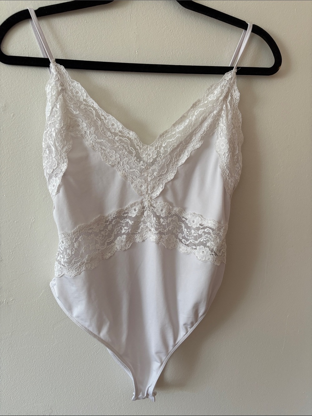 Zara White Lace-Trim Slip Bodysuit